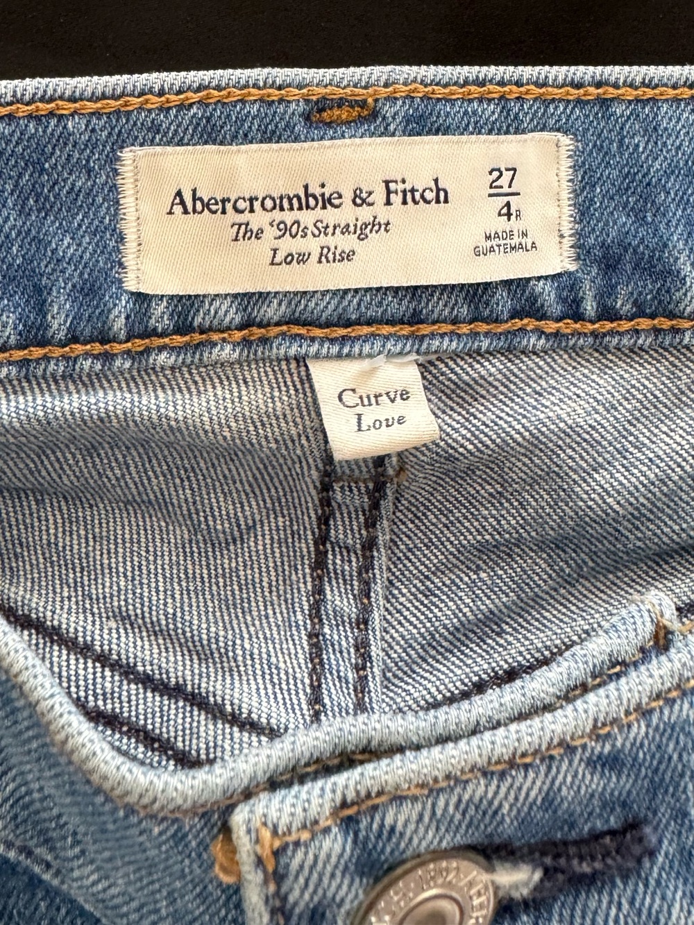 Abercrombie Low Rise 90s Straight Curve Love Jean Crossover Waist Sz 27/4 - Picture 6 of 6